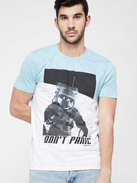 

Smiley World Men White Printed Round Neck T-shirt
