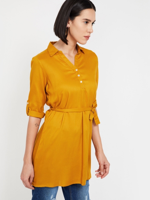 

Colour Me by Melange Women Mustard Yellow Solid A-Line Kurta