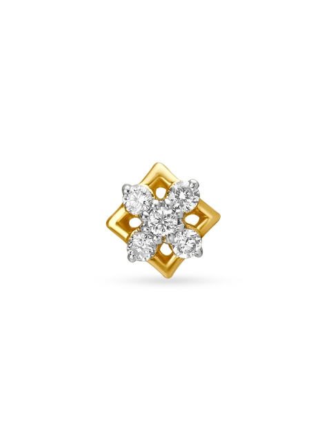 

Mia by Tanishq 14KT Yellow Gold Diamond Nose Pin with Floral Design