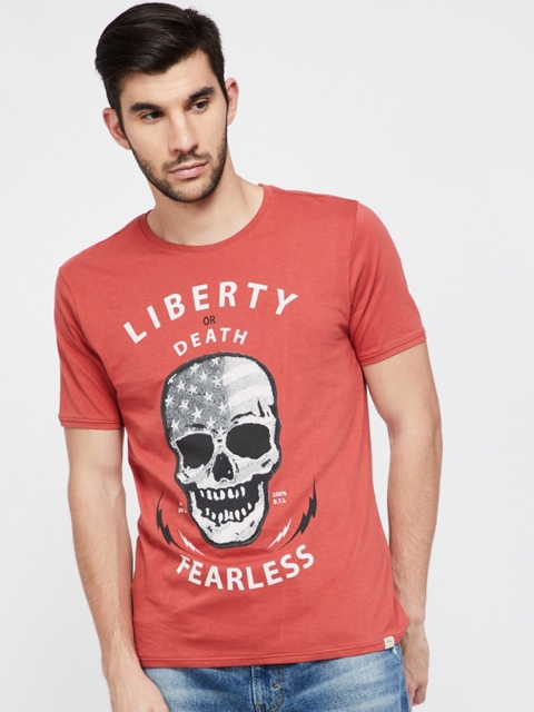 

Forca by Lifestyle Men Red Printed Round Neck T-shirt