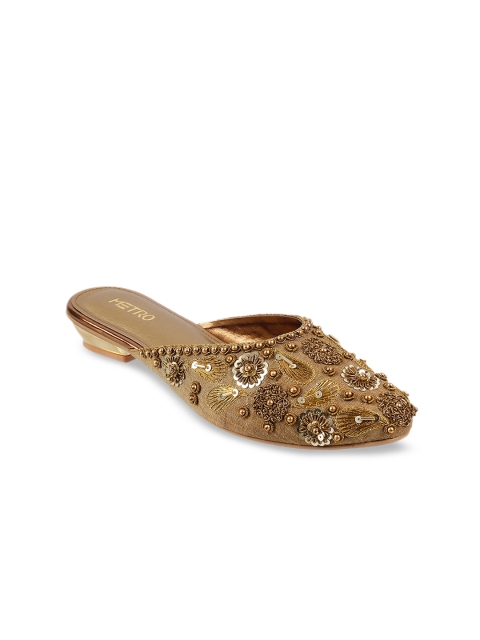 

Metro Women Gold-Toned Solid Mules