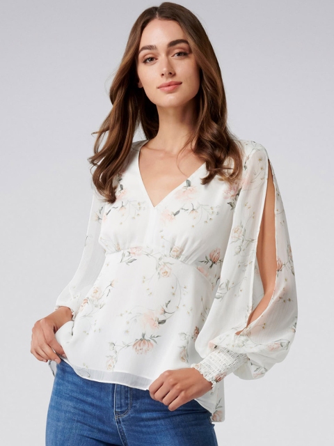 

Forever New Women White Printed Empire Top