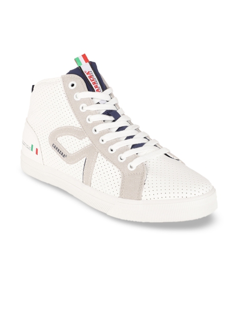 

Carrera Men White & Grey Perforations Synthetic Mid-Top Sneakers