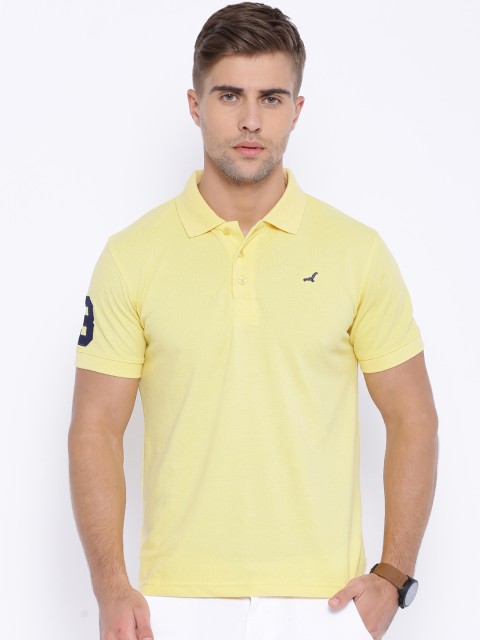 

American Crew Men Yellow Printed Polo Collar T-shirt