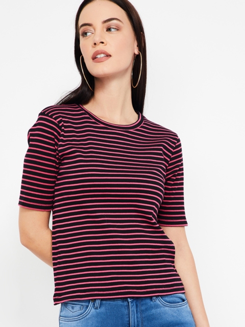 

Bossini Women Pink & Black Striped Top
