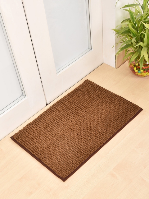

Ariana Brown Solid Luxury Chenille Anti-Skid Bath Rug