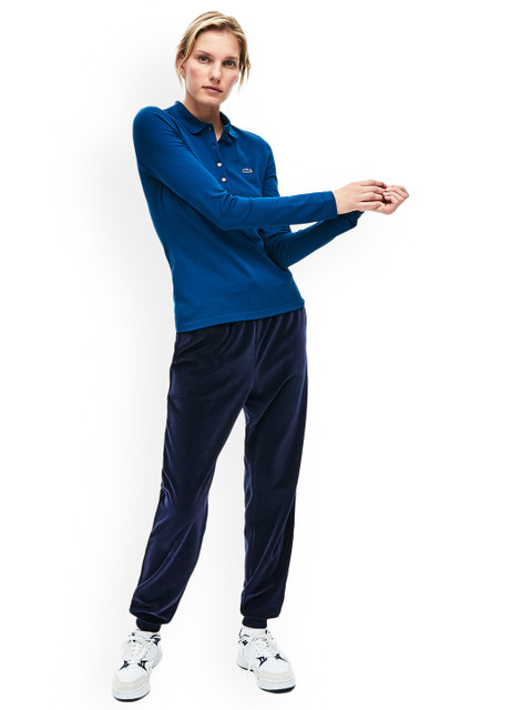 

Lacoste Women Blue Solid Polo Collar T-shirt
