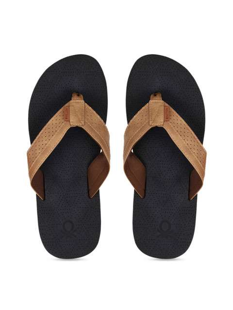 

United Colors of Benetton Men Navy Blue & Brown Solid Thong Flip-Flops