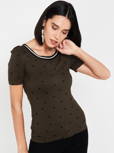 

CODE by Lifestyle Women Olive Green Printed Top