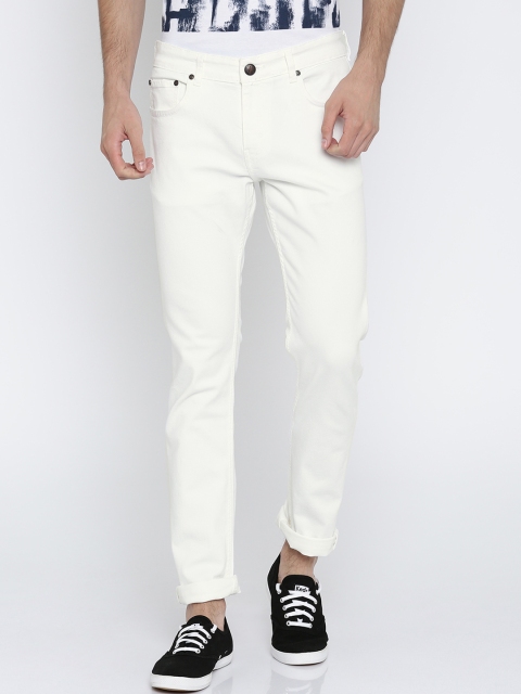 

American Crew Men White Straight Fit Mid-Rise Clean Look Stretchable Jeans