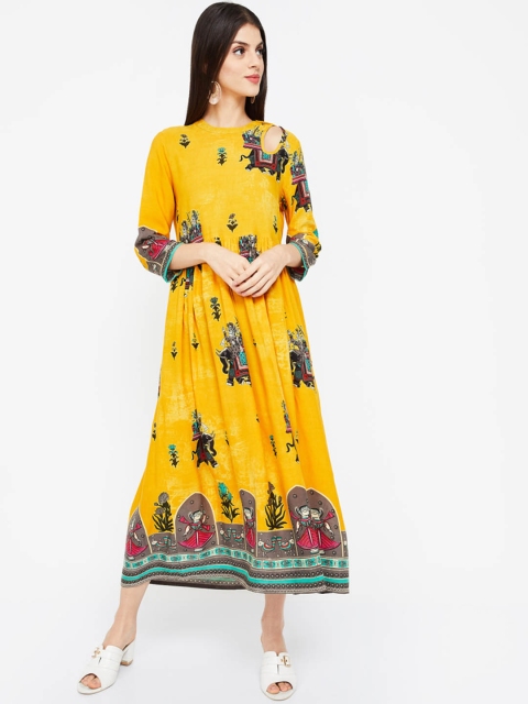 

Colour Me by Melange Women Mustard Yellow Fit and Flare Dress