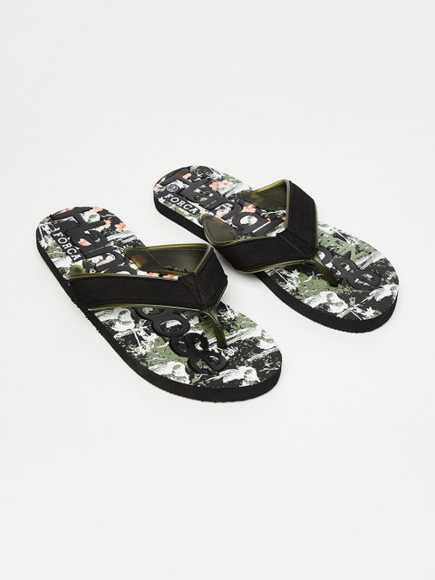 

Forca by Lifestyle Men Green & Black Printed Thong Flip-Flops