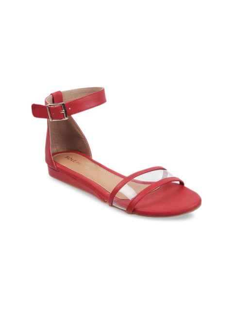 

SOLE HEAD Women Red Solid Open Toe Flats