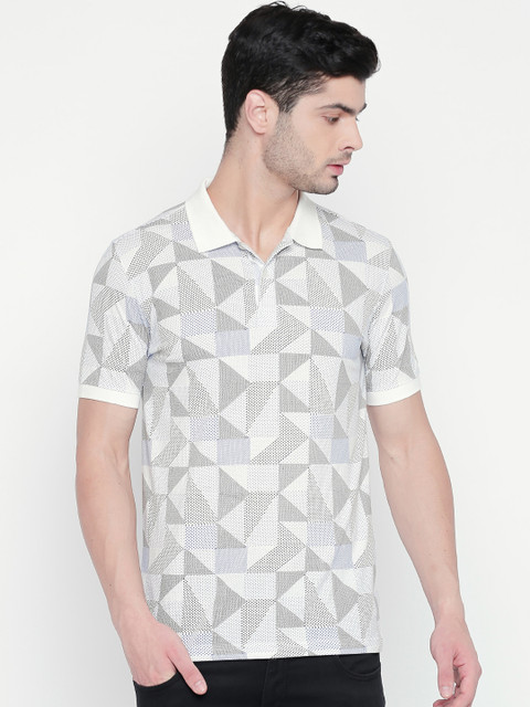 

BYFORD by Pantaloons Men White Printed Polo Collar T-shirt