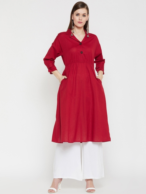 

RARE ROOTS Women Maroon Solid Anarkali Kurta