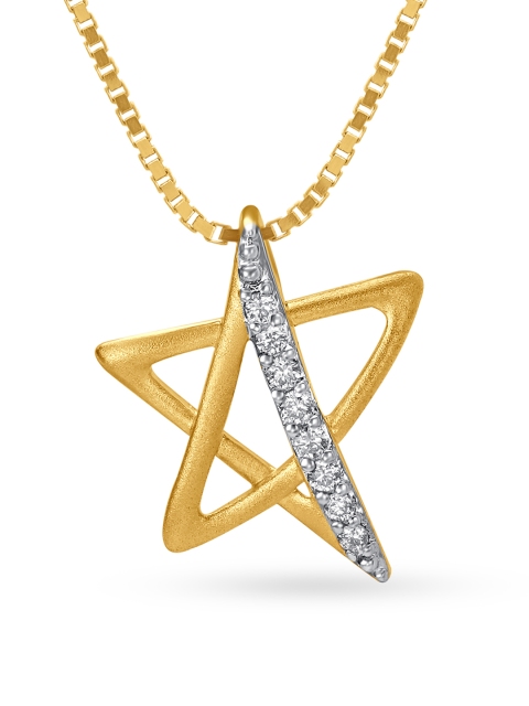 

Mia by Tanishq 14KT Yellow Gold Diamond Pendant with Star Design