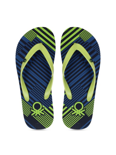 

United Colors of Benetton Men Navy Blue & Green Printed Thong Flip-Flops