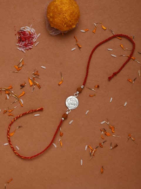 

Silverholic Men Sterling Silver & Red Om Rakhi