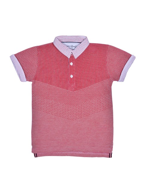 

Lil Tomatoes Boys Red Printed Polo Collar T-shirt
