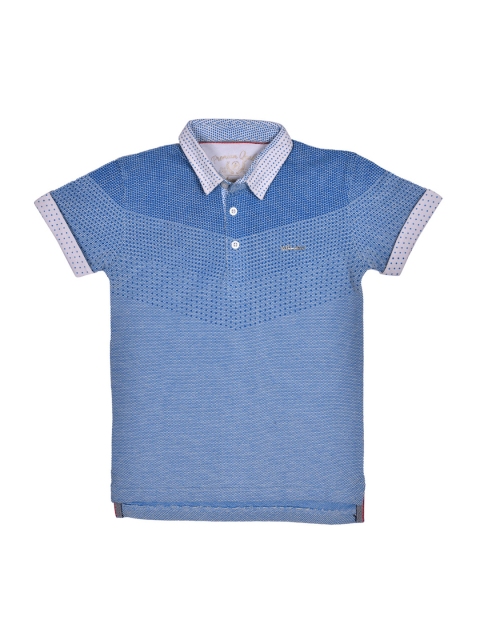 

Lil Tomatoes Boys Blue Printed Polo Collar T-shirt