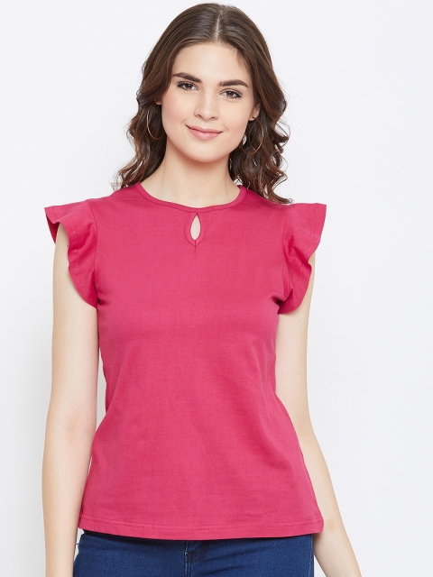 

CHROME & CORAL Women Pink Solid Top