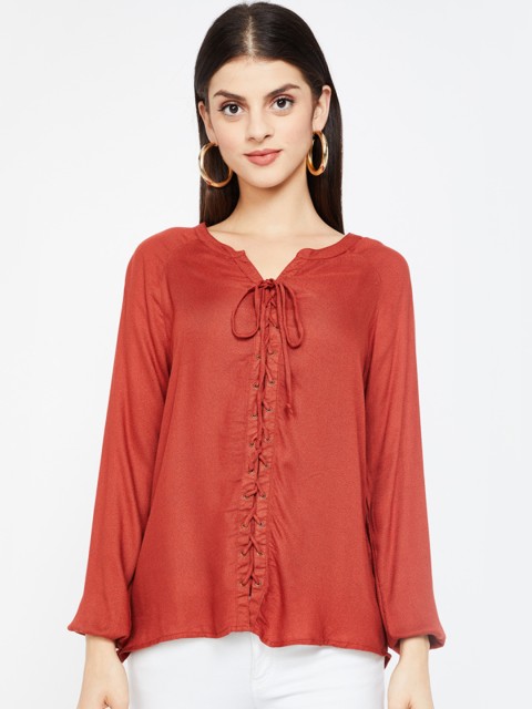 

Bossini Women Rust Red Solid Top