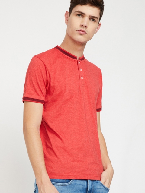 

Fame Forever by Lifestyle Men Orange Solid Henley Neck T-shirt