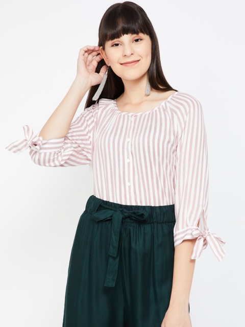 

Fame Forever by Lifestyle Women Off-White Striped Top