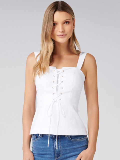 

Forever New Women White Solid Peplum Top