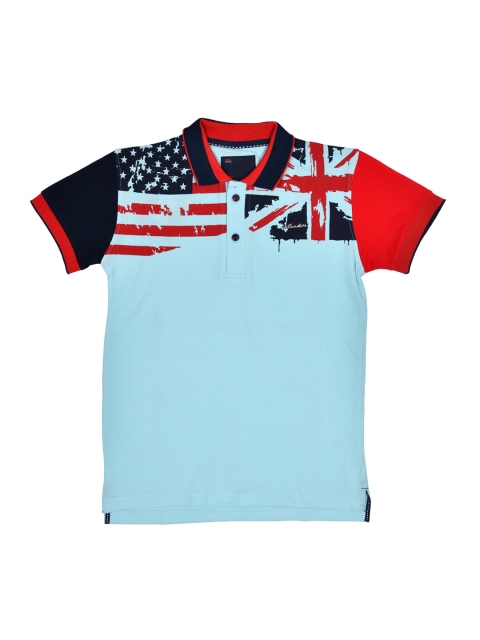 

Lil Tomatoes Boys Blue Printed Polo Collar T-shirt