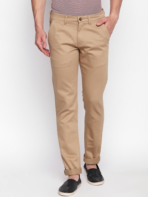 

beevee Men Khaki Regular Fit Solid Regular Trousers