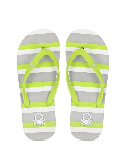 

United Colors of Benetton Men Green Striped Thong Flip-Flops