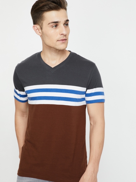 

Fame Forever by Lifestyle Men Grey Colourblocked V-Neck T-shirt