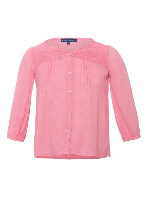 

Fame Forever by Lifestyle Girls Pink Self Design Shirt Style Top