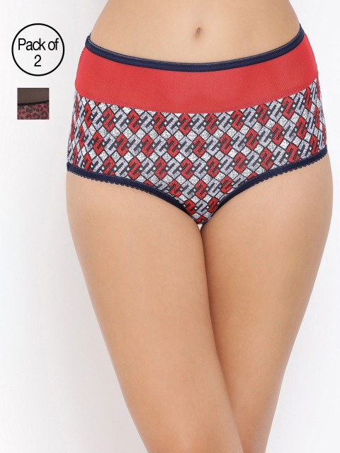 

Clovia Women Pack Of 2 Printed Hipster Briefs COMPNC659, Multi