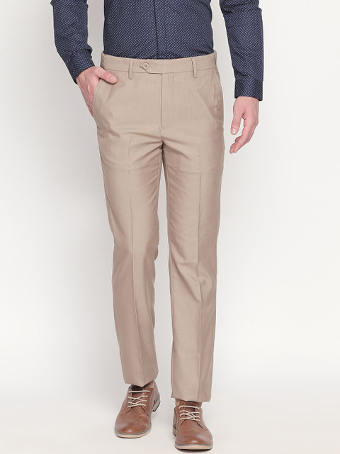 

RICHARD PARKER by Pantaloons Men Beige Slim Fit Solid Formal Trousers