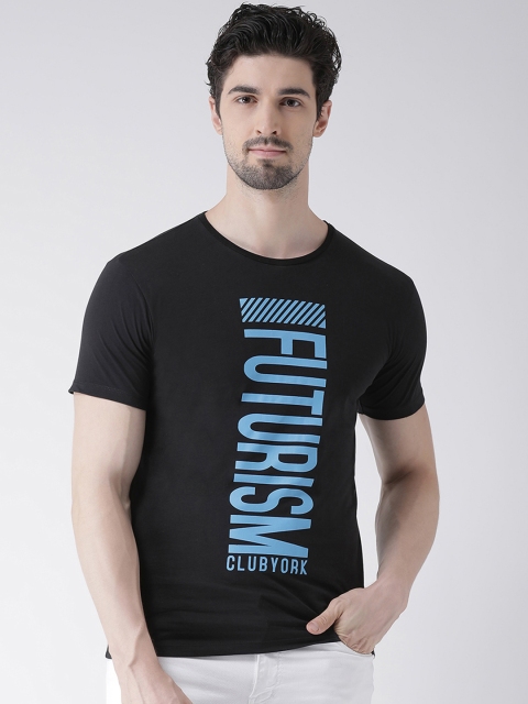 

Club York Men Black Printed Round Neck T-shirt