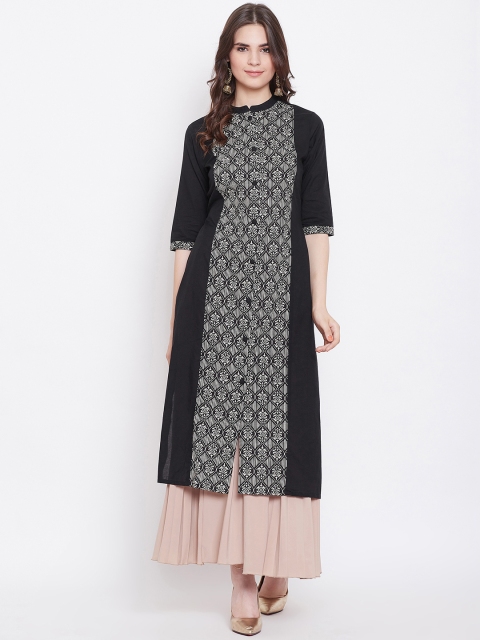 

rangeelo rajasthan Women Black Printed Straight Kurta