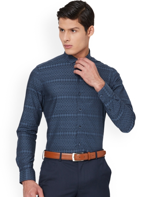 

CODE by Lifestyle Men Navy Blue Slim Fit Printed Casual Shirt