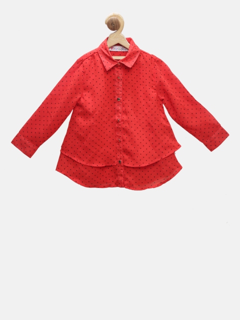 

First Kick Girls Red Polka Dot Print Shirt Style Top