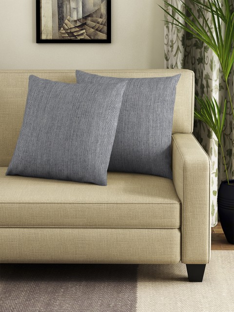 

NEUDIS Grey Set of 2 Solid Square Cushion Covers