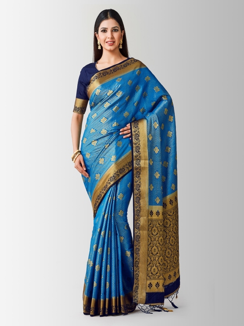 

MIMOSA Blue & Beige Art Silk Woven Design Kanjeevaram Saree