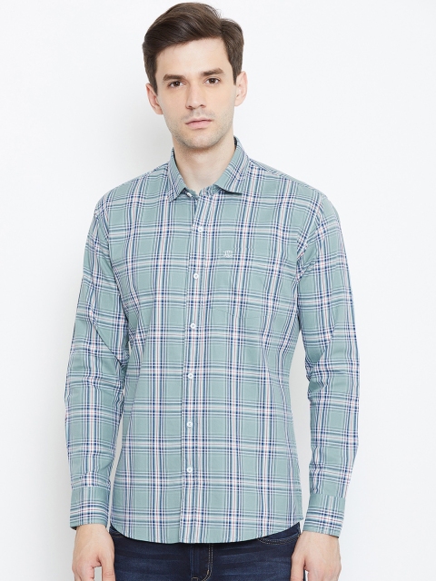 

Duke Men Green & Off-White Slim Fit Checked Casual Shirt