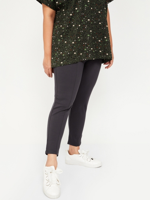 

nexus Plus Size Women Grey Regular Fit Solid Regular Trousers