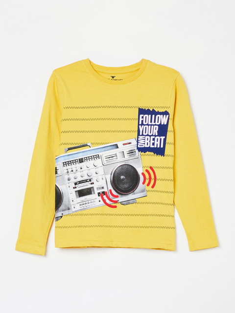

Fame Forever by Lifestyle Boys Yellow Printed Round Neck T-shirt