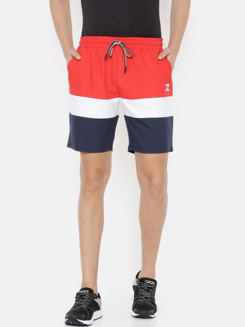 

Azani Men Red & White Colourblocked Regular Fit Sports Shorts
