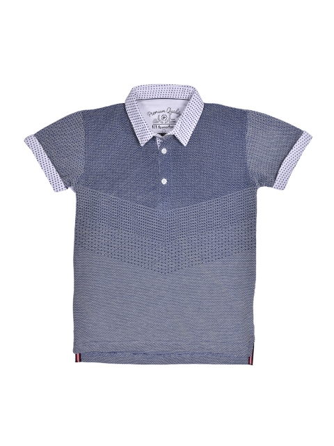 

Lil Tomatoes Boys Navy Blue Self Design Polo Collar T-shirt