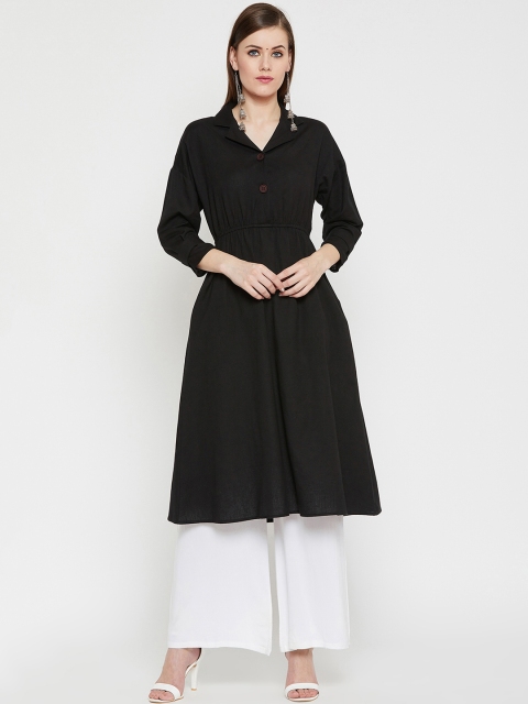 

RARE ROOTS Women Black Solid A-Line Kurta