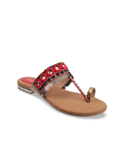 

SOLE HEAD Women Red Solid One Toe Flats