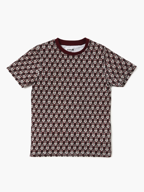 

Bossini Boys Burgundy Printed Round Neck T-shirt